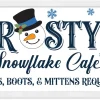 Frosty's Snowflake Cafe 8.5" x 17.5" Framed Christmas Wall Decor Art Print Sign Poster in a Natural Wooden Frame with UV Acrylic and Hangers