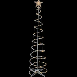 6ft LED Lighted Spiral Cone Tree Outdoor Christmas Decoration, Warm White Lights