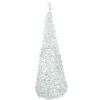 6ft Lighted White Tinsel Pop-Up Artificial Christmas Tree, Blue Lights