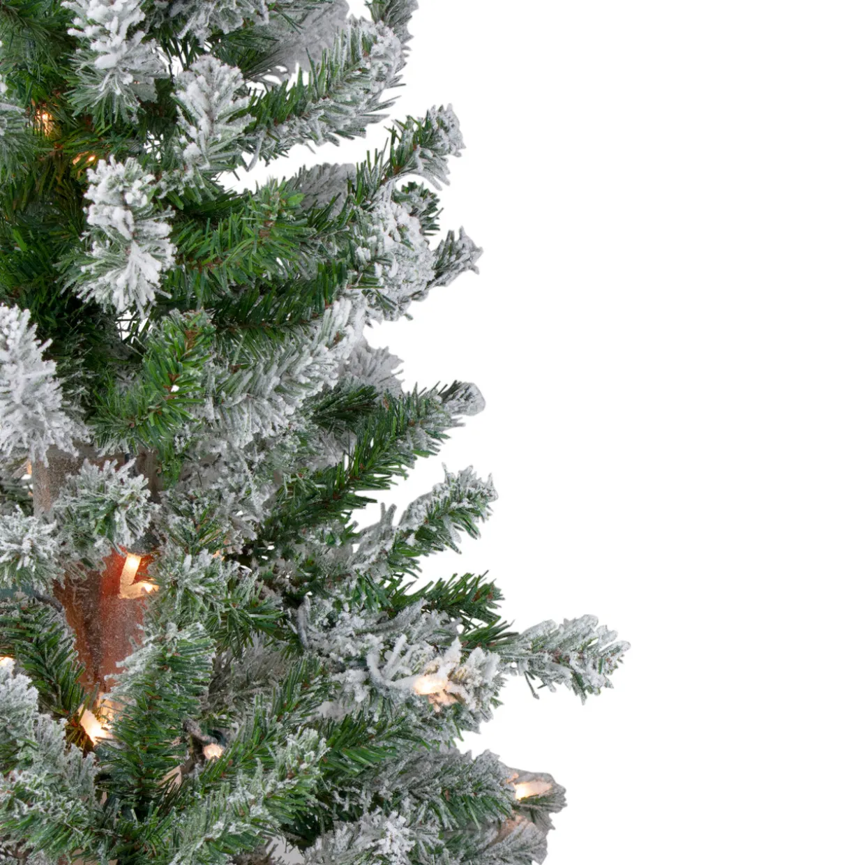 4ft Pre-Lit Flocked Alpine Artificial Christmas Tree, Clear Lights