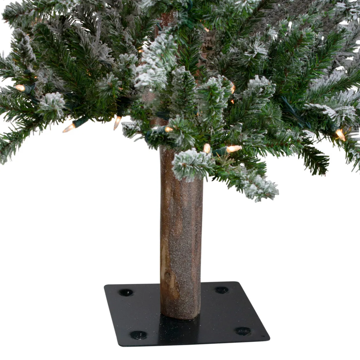 4ft Pre-Lit Flocked Alpine Artificial Christmas Tree, Clear Lights