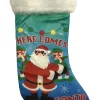 Fuzzy Blue Santa Floss Dance Video Gamer Holiday Christmas Stocking
