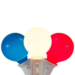 G40 Globe Christmas Light Set - Red, White and Blue - 9' White Wire - 10ct