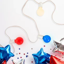 G40 Globe Christmas Light Set - Red, White and Blue - 9' White Wire - 10ct