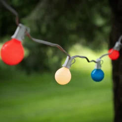 G40 Globe Christmas Light Set - Red, White and Blue - 9' White Wire - 10ct