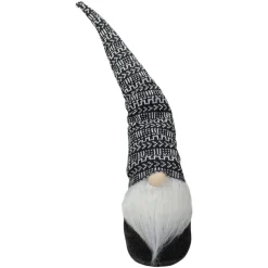 Geometric Pattern Gnome Christmas Decoration - 25" - Black and White