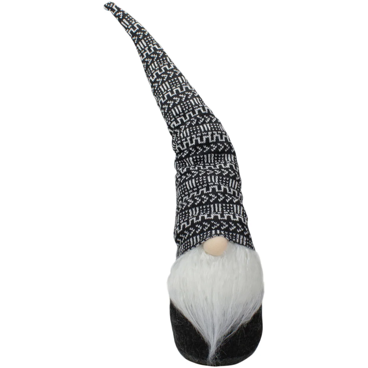 Geometric Pattern Gnome Christmas Decoration - 25" - Black and White