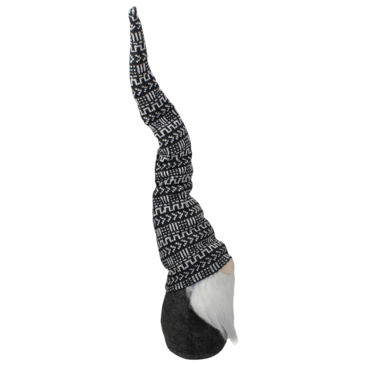 Geometric Pattern Gnome Christmas Decoration - 25" - Black and White