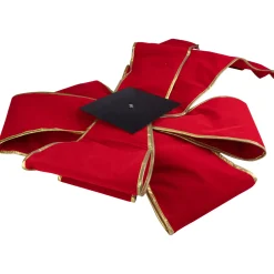 Giant 3D 11-Loop Velveteen Commercial Christmas Bow with Trim - 40
