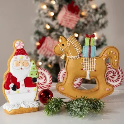 Gingerbread Rocking Horse with Presents Christmas Figurine - 7.25"