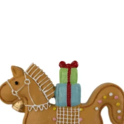 Gingerbread Rocking Horse with Presents Christmas Figurine - 7.25