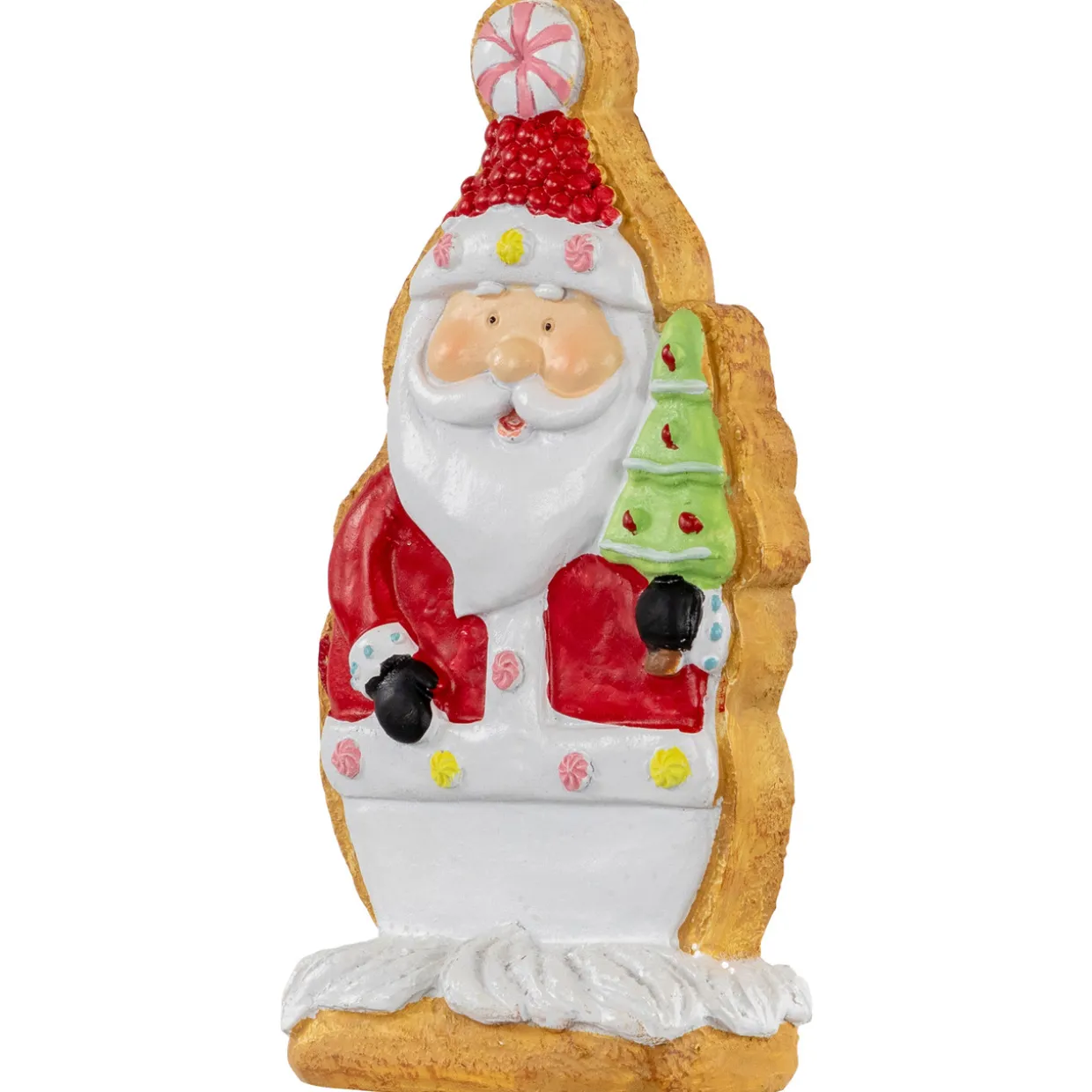 Gingerbread Santa with Tree Christmas Figurine - 7"