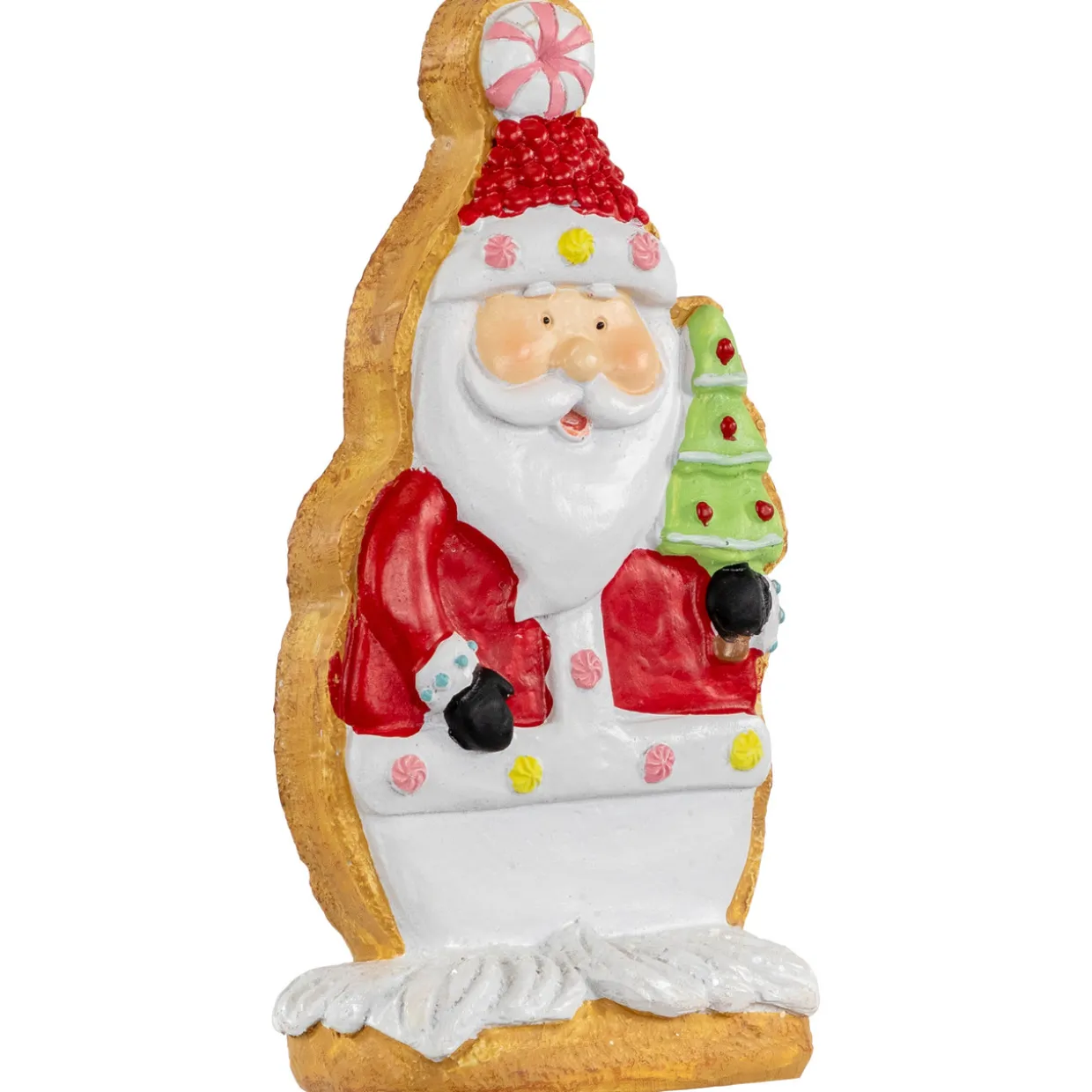 Gingerbread Santa with Tree Christmas Figurine - 7"