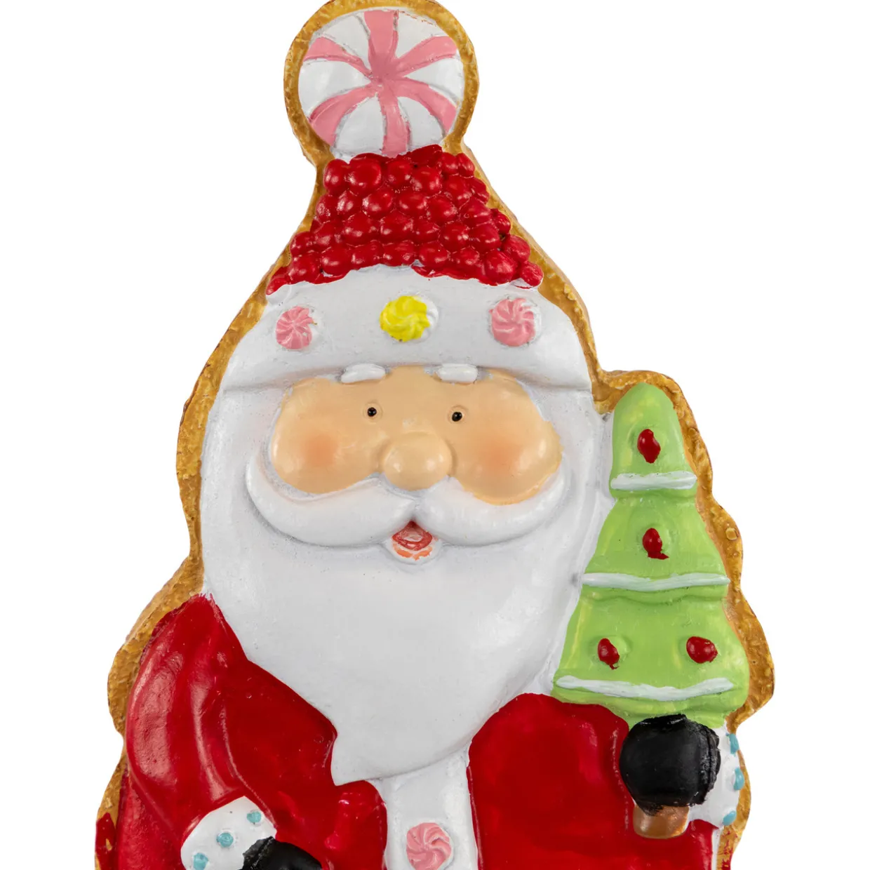 Gingerbread Santa with Tree Christmas Figurine - 7"