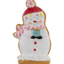 Gingerbread Snowman with Present Christmas Figurine - 7"