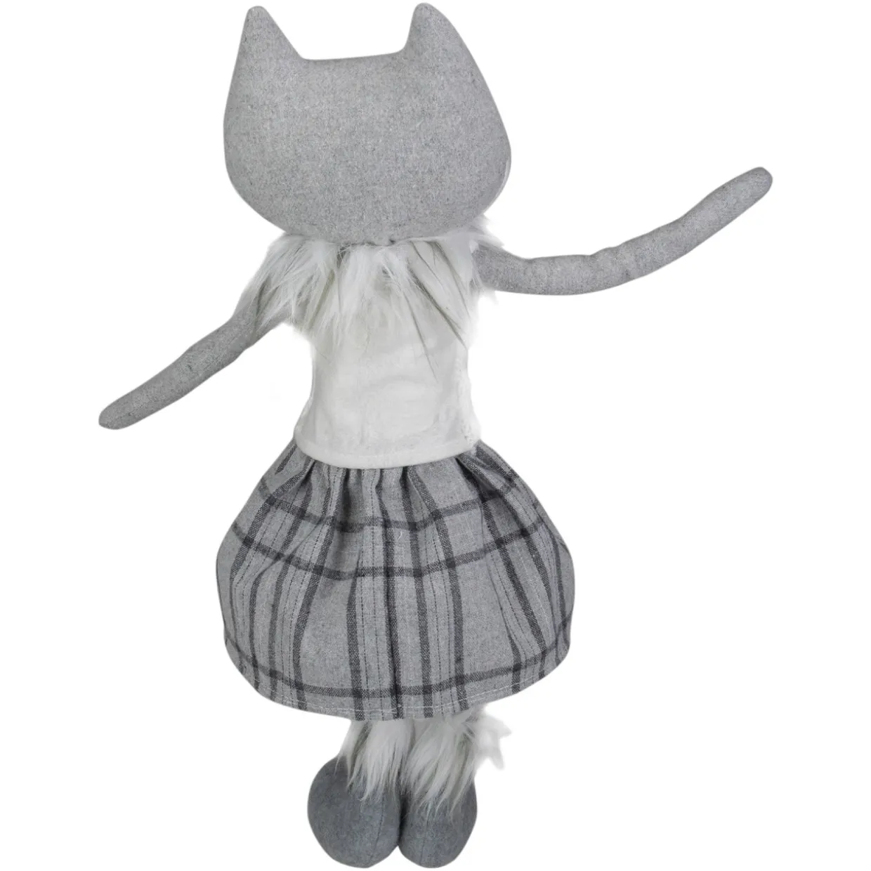 Girl Fox Sitting Christmas Figure with Dangling Legs - 22" - Gray and White