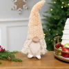 Girl Gnome in Faux Fur Hat Christmas Figure - 12" - Beige