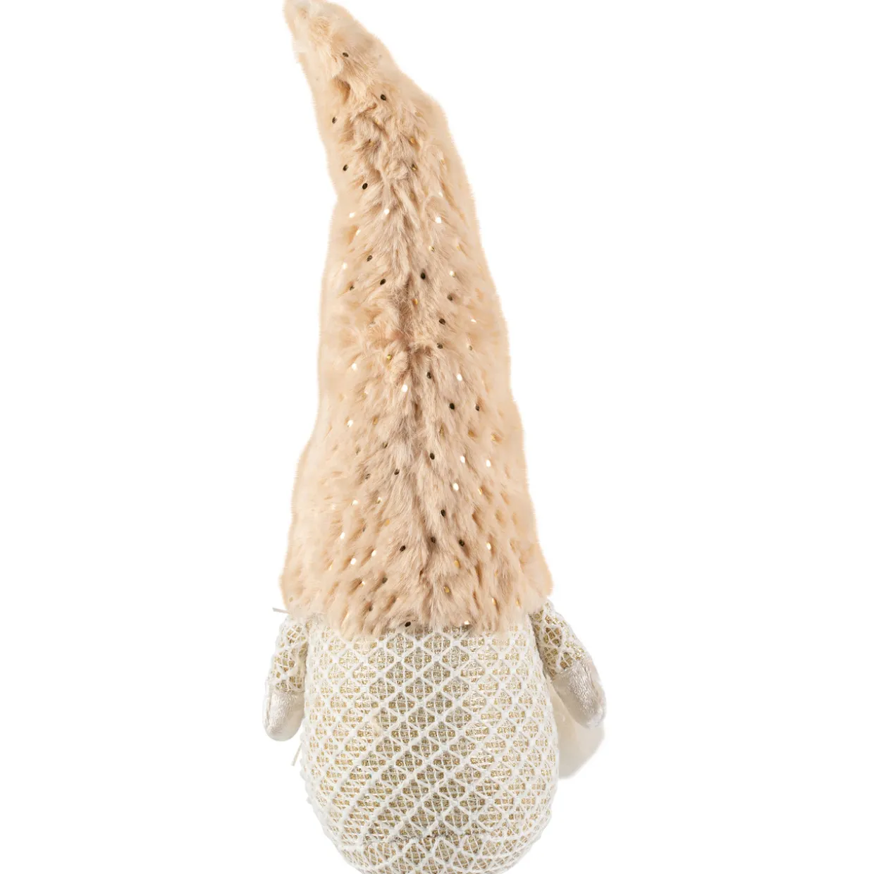 Girl Gnome in Faux Fur Hat Christmas Figure - 12" - Beige
