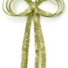 Glitter Drenched Christmas Bow Decoration - 16" - Gold and Green
