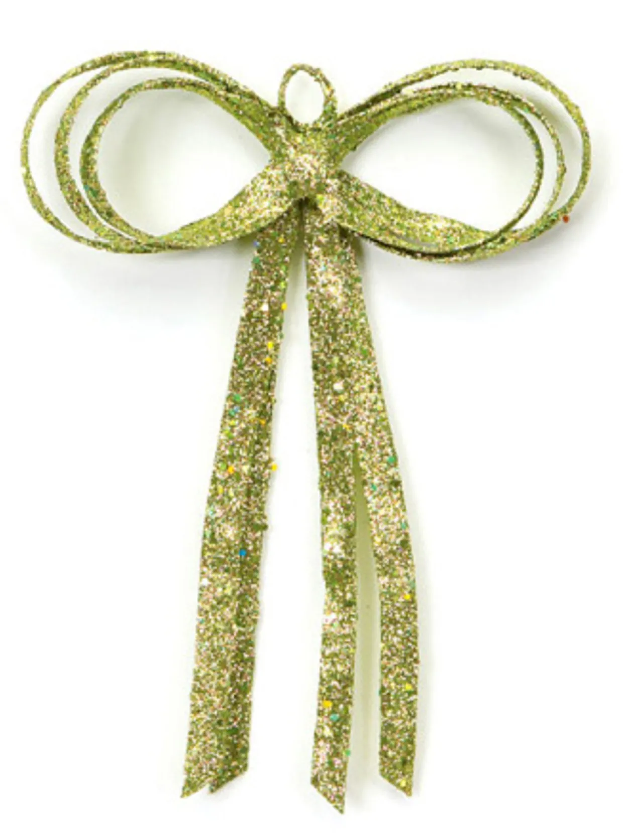 Glitter Drenched Christmas Bow Decoration - 16" - Gold and Green