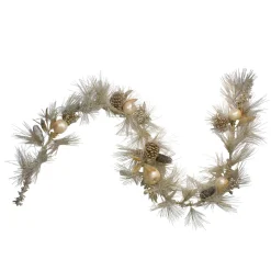 Glitter Pine Needle and Apple Pine Cone Artificial Christmas Garland - 6' x 9" - Unlit