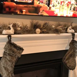 Glitter Pine Needle and Apple Pine Cone Artificial Christmas Garland - 6' x 9