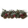 Glitter Pinecones and Red Berries Tealight Christmas Candle Holder - 15.25"