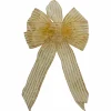 Glitter Striped 6-Loop Christmas Bow Decoration - 9" x 14" - Gold