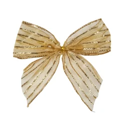 Glitter Striped 2-Loop Christmas Bow Decorations - 5.5