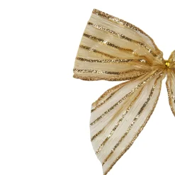Glitter Striped 2-Loop Christmas Bow Decorations - 5.5