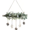Glittered Holly Branch with Stars and Pinecones Christmas Wall Decoration - 20.75" - Silver