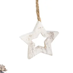 Glittered Holly Branch with Stars and Pinecones Christmas Wall Decoration - 20.75