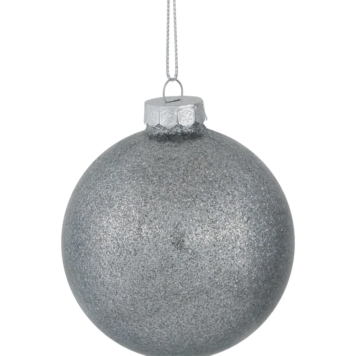 Glittered and Matte Finish Christmas Glass Ball Ornaments - 3" (80mm) - Silver - 9ct