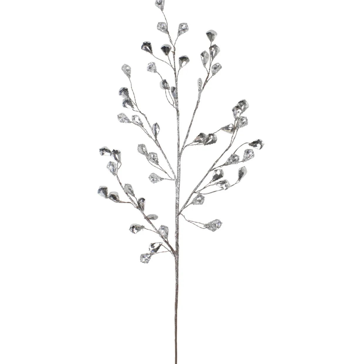 Glittered Artifcal Christmas Twig Spray - 30" - Silver
