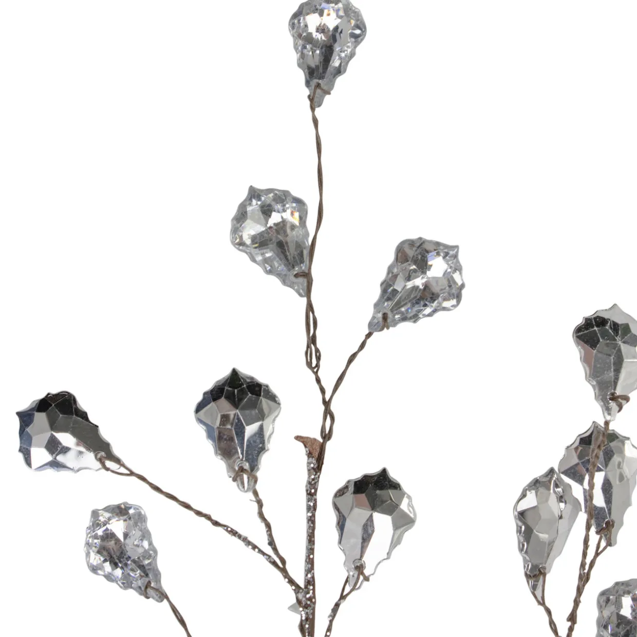 Glittered Artifcal Christmas Twig Spray - 30" - Silver