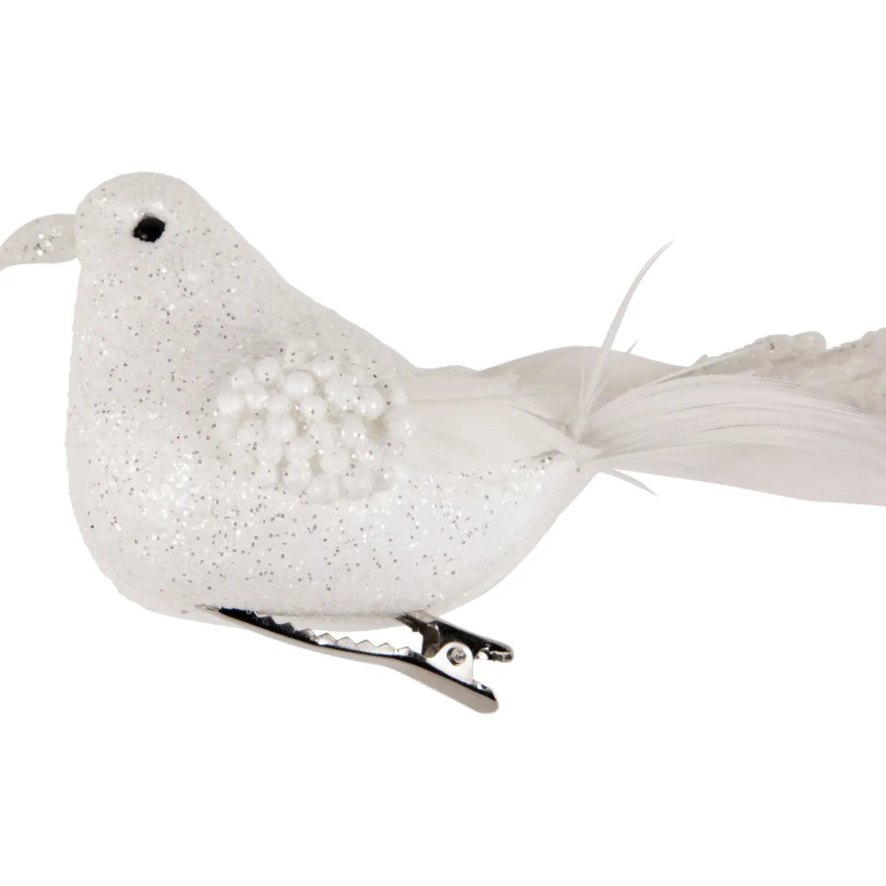 Glittered Bird Christmas Clip-on Ornaments - 6.5" - Pink and Champagne - Set of 3