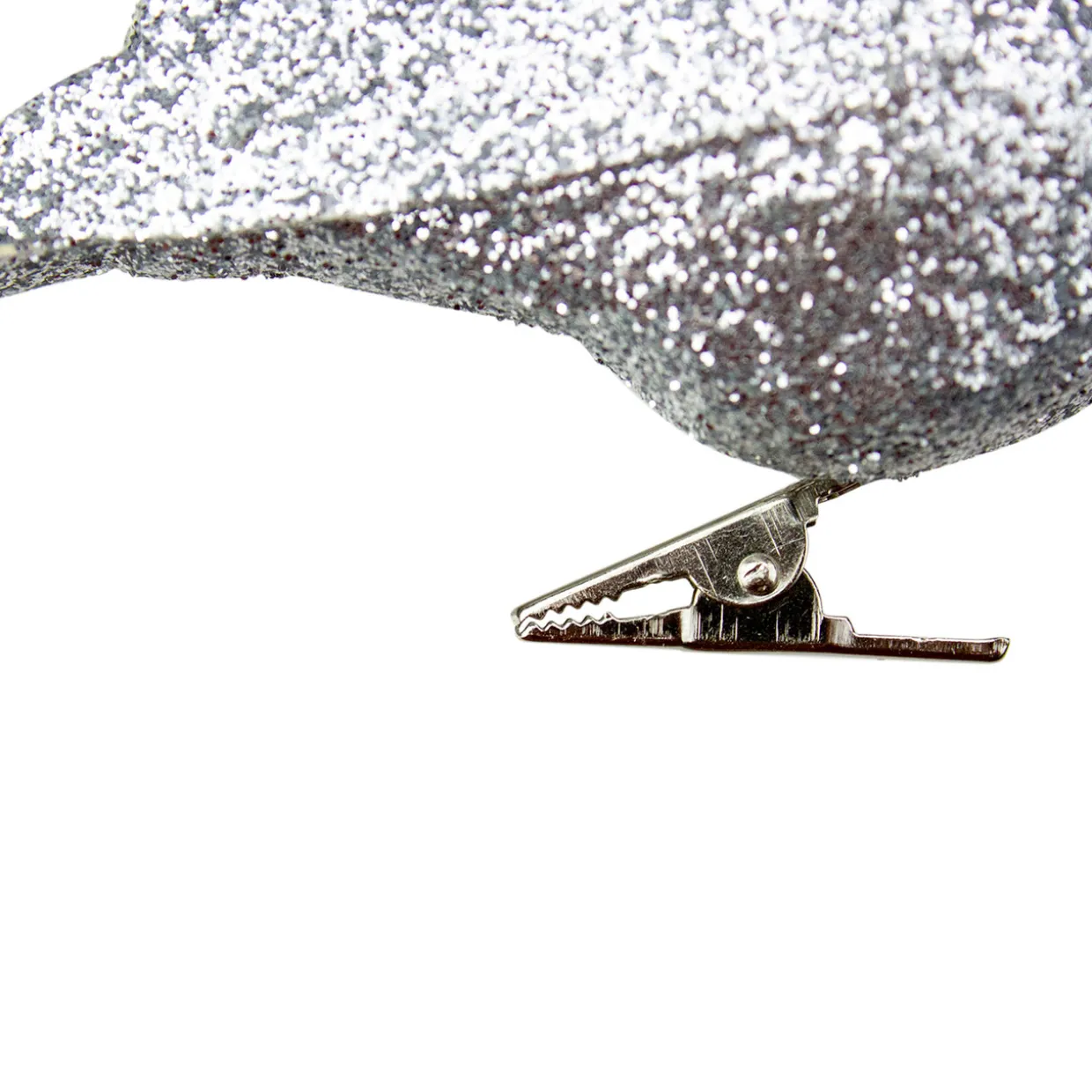 Glittered Bird Clip-On Christmas Ornament - 6" - Silver-tone