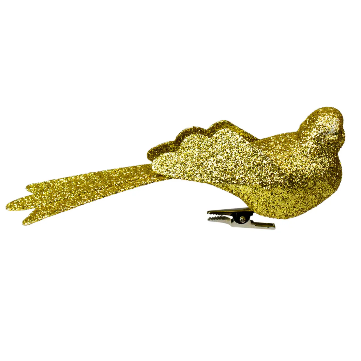 Glittered Bird Clip-On Christmas Ornament - 6" - Gold-tone