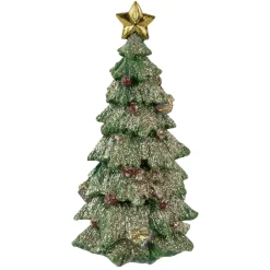 Glittered Christmas Tree with Presents, Berries and Bows Decoration - 6.75"