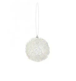 Glittered Clear and Silver Shatterproof Christmas Ball Ornament 4" (100mm)