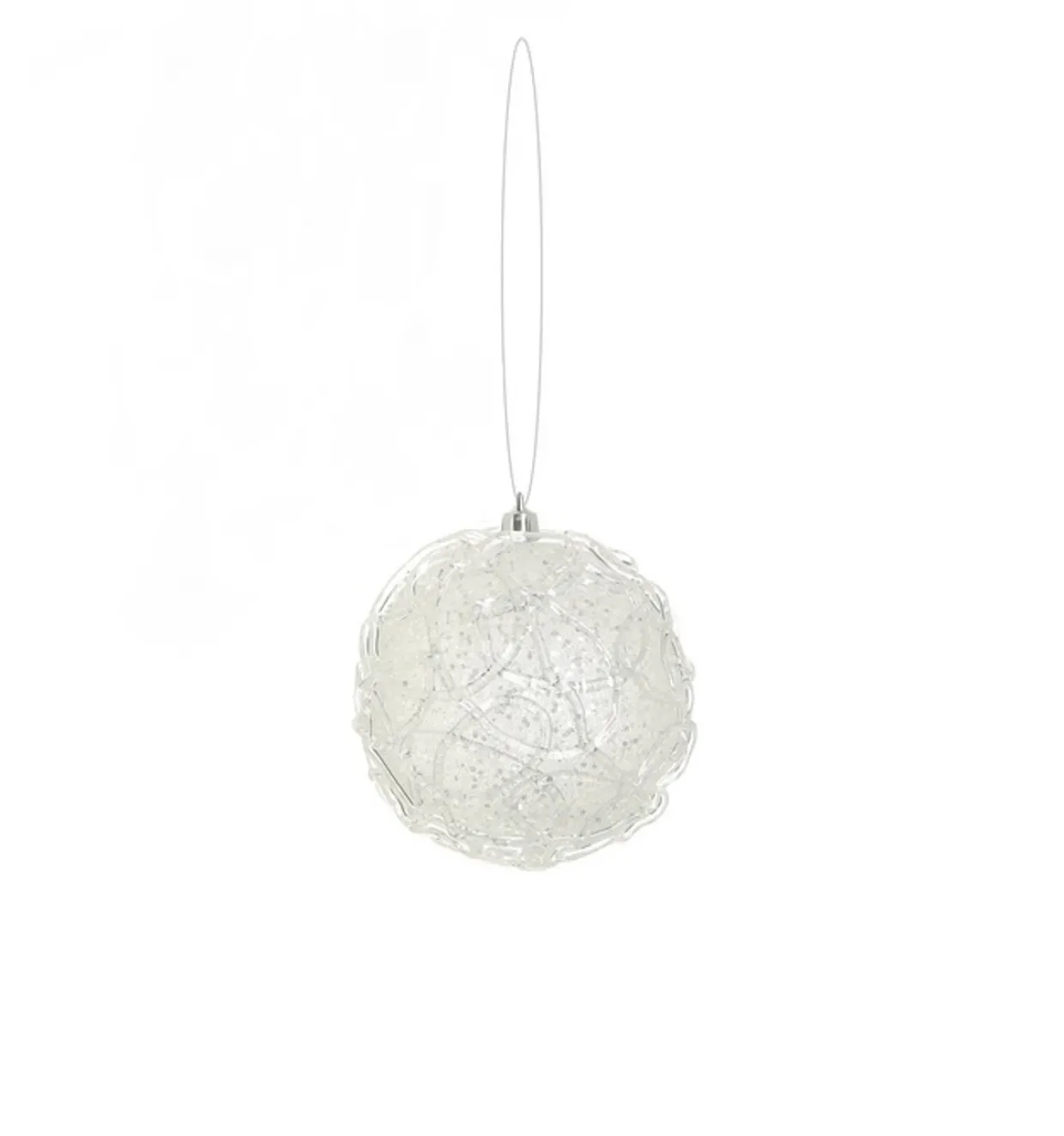 Glittered Clear and Silver Shatterproof Christmas Ball Ornament 4" (100mm)