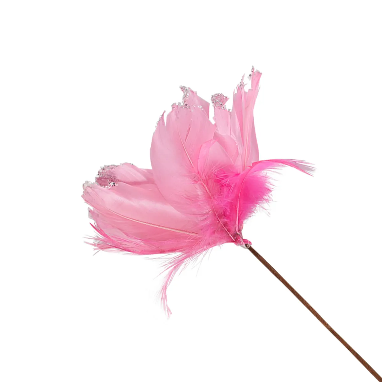 Glittered Feather Poinsettia Artificial Christmas Pick - 13.75" - Pink