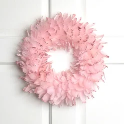 Glittered Feathers Christmas Wreath - 14.5" - Unlit - Pink