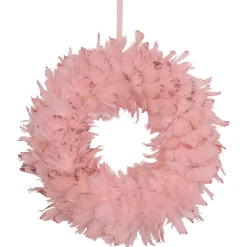 Glittered Feathers Christmas Wreath - 14.5" - Unlit - Pink