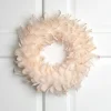 Glittered Feathers Christmas Wreath - 14.5" - Unlit - Peach