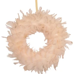 Glittered Feathers Christmas Wreath - 14.5" - Unlit - Peach