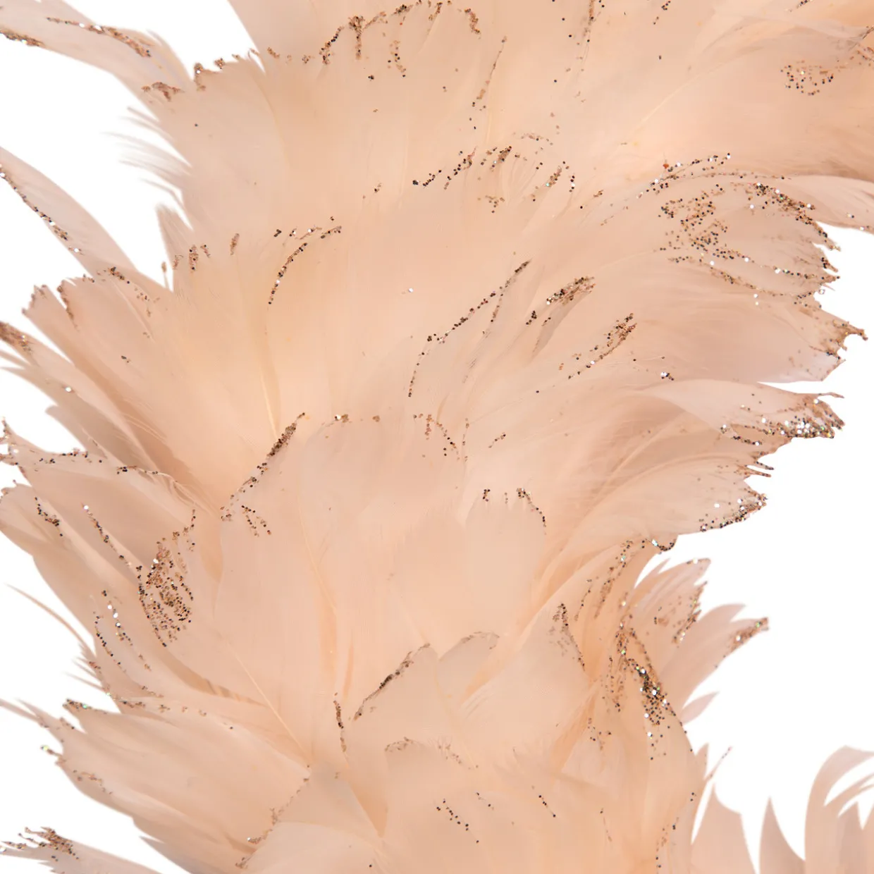 Glittered Feathers Christmas Wreath - 14.5" - Unlit - Peach