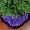 Glittered Floral Christmas Tree Skirt - 48" - Purple and Silver