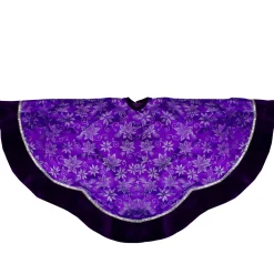 Glittered Floral Christmas Tree Skirt - 48" - Purple and Silver