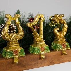 Glittered Harp Christmas Stocking Holders - 7